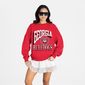 Women's Gameday Couture Red Georgia Bulldogs Main Character Oversized Premium Drop Shoulder Sweatshirt