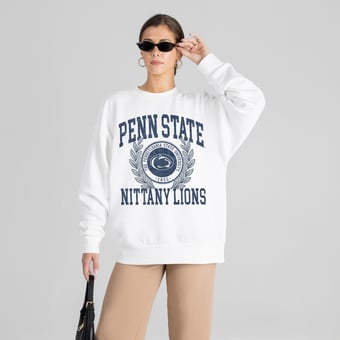 Women's Gameday Couture White Penn State Nittany Lions Gold Standard Oversized Premium Drop Shoulder Sweatshirt