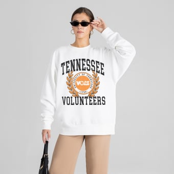 Women's Gameday Couture White Tennessee Volunteers Gold Standard Oversized Premium Drop Shoulder Sweatshirt