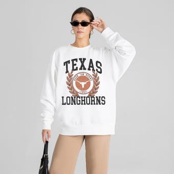 Women's Gameday Couture White Texas Longhorns Gold Standard Oversized Premium Drop Shoulder Sweatshirt