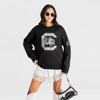 Women's Gameday Couture Black South Carolina Gamecocks Bold Move Black Label Premium Drop Shoulder Sweatshirt
