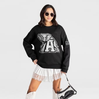 Women's Gameday Couture Black Alabama Crimson Tide Bold Move Black Label Premium Drop Shoulder Sweatshirt