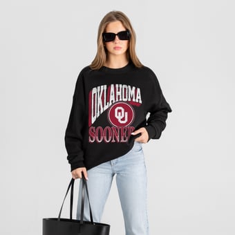 Women's Gameday Couture Black Oklahoma Sooners Victory Black Label Premium Drop Shoulder Sweatshirt