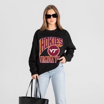 Women's Gameday Couture Black Virginia Tech Hokies Victory Black Label Premium Drop Shoulder Sweatshirt