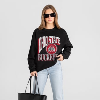 Women's Gameday Couture Black Ohio State Buckeyes Victory Black Label Premium Drop Shoulder Sweatshirt