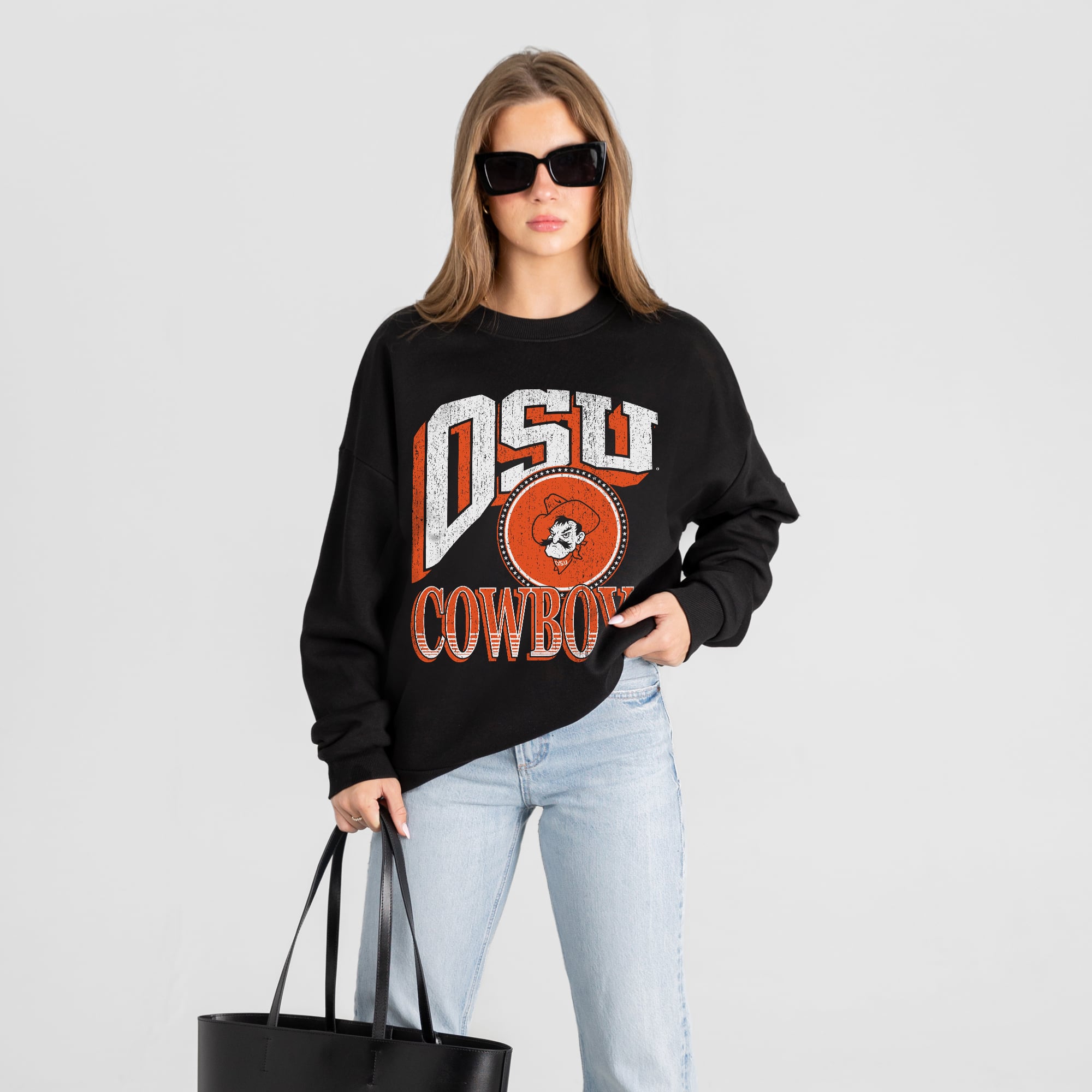 Women's Gameday Couture Black Oklahoma State Cowboys Victory Black Label Premium Drop Shoulder Sweatshirt