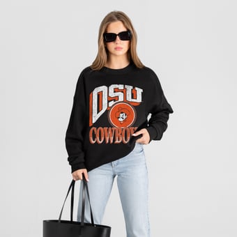 Women's Gameday Couture Black Oklahoma State Cowboys Victory Black Label Premium Drop Shoulder Sweatshirt