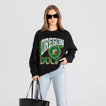 Women's Gameday Couture Black Oregon Ducks Victory Black Label Premium Drop Shoulder Sweatshirt