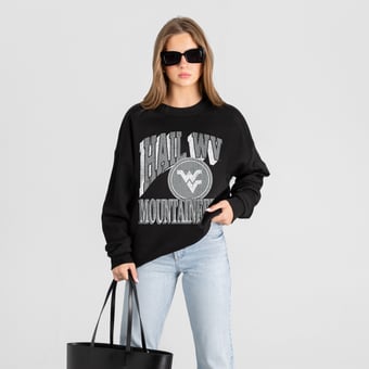 Women's Gameday Couture Black West Virginia Mountaineers Victory Black Label Premium Drop Shoulder Sweatshirt