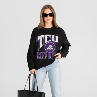 Women's Gameday Couture Black TCU Horned Frogs Victory Black Label Premium Drop Shoulder Sweatshirt