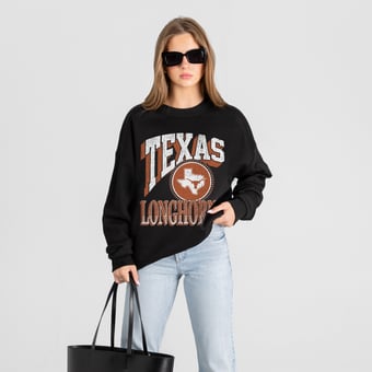 Women's Gameday Couture Black Texas Longhorns Victory Black Label Premium Drop Shoulder Sweatshirt