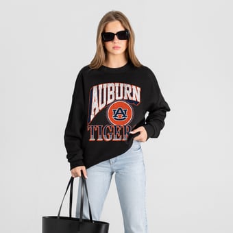 Women's Gameday Couture Black Auburn Tigers Victory Black Label Premium Drop Shoulder Sweatshirt