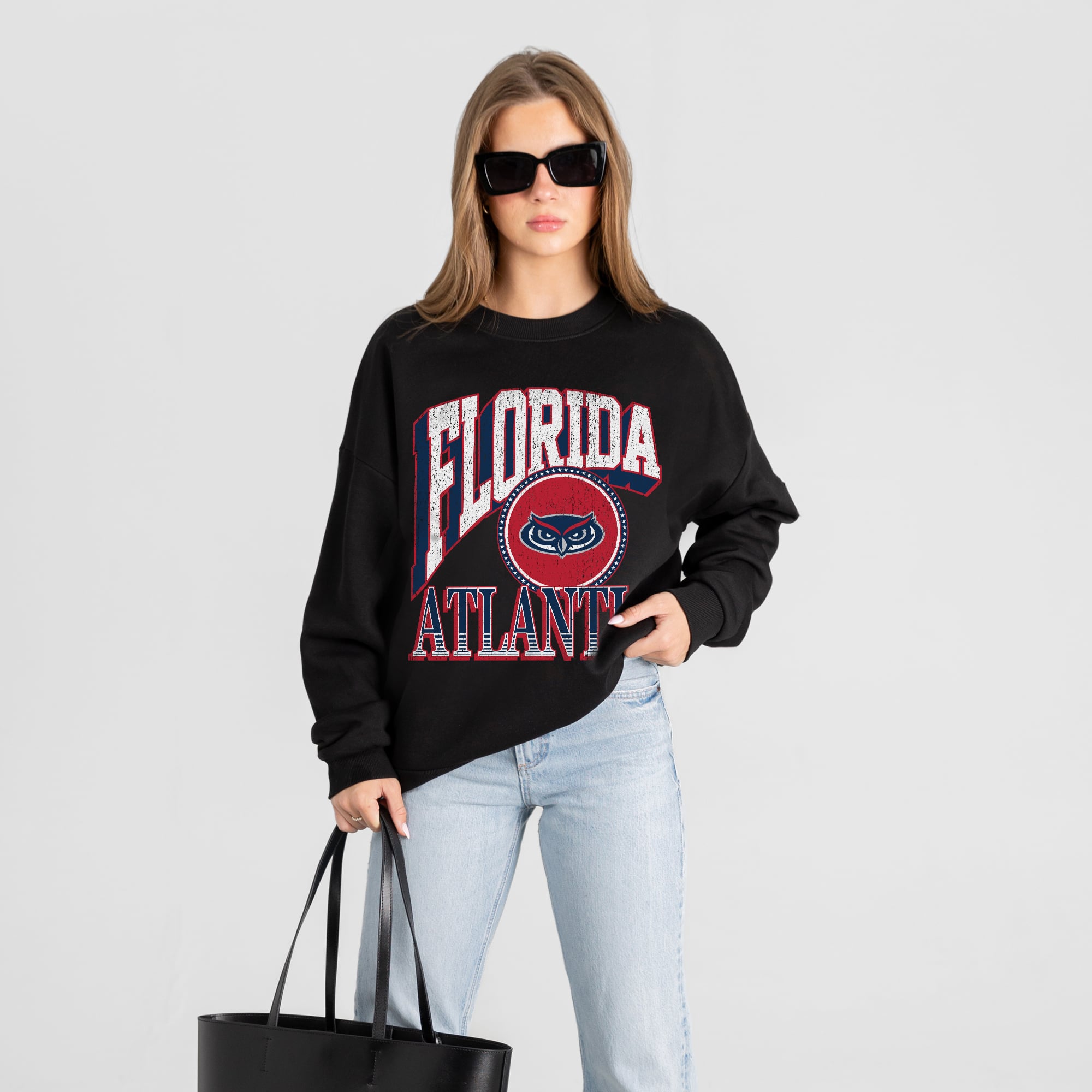 Women's Gameday Couture Black Florida Atlantic Owls Victory Black Label Premium Drop Shoulder Sweatshirt