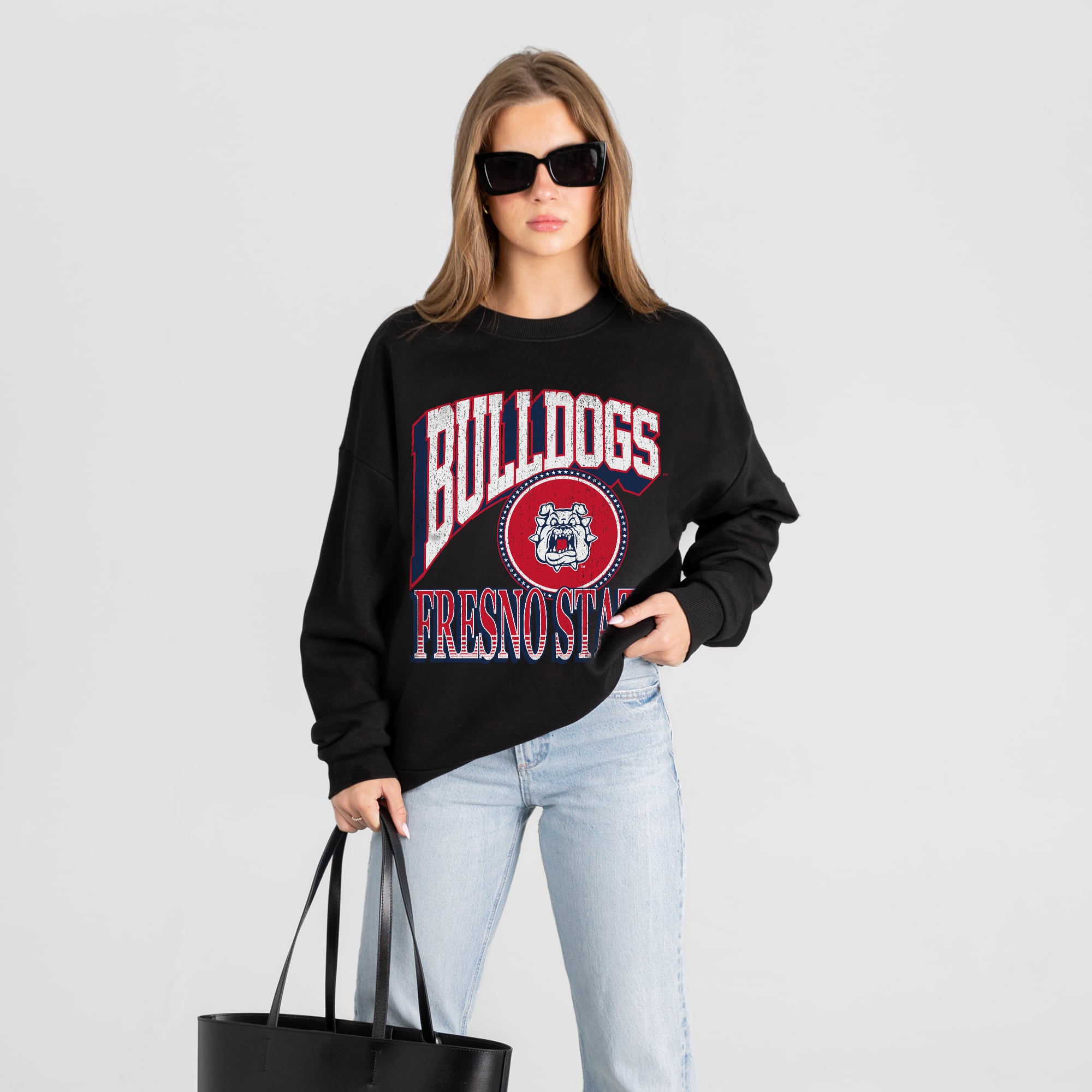 Women's Gameday Couture Black Fresno State Bulldogs Victory Black Label Premium Drop Shoulder Sweatshirt