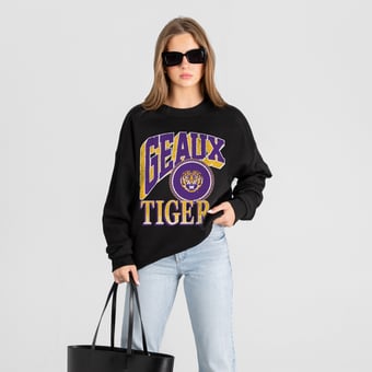 Women's Gameday Couture Black LSU Tigers Victory Black Label Premium Drop Shoulder Sweatshirt