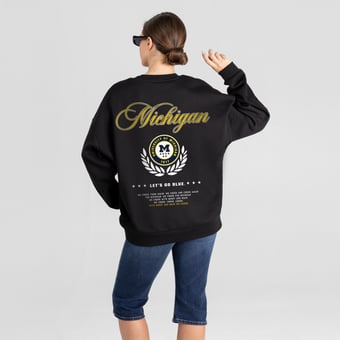 Women's Gameday Couture Black Michigan Wolverines Classic Charm Black Label Premium Drop Shoulder Sweatshirt