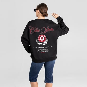 Women's Gameday Couture Black Ohio State Buckeyes Classic Charm Black Label Premium Drop Shoulder Sweatshirt