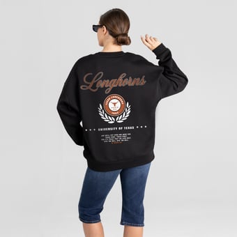 Women's Gameday Couture Black Texas Longhorns Classic Charm Black Label Premium Drop Shoulder Sweatshirt