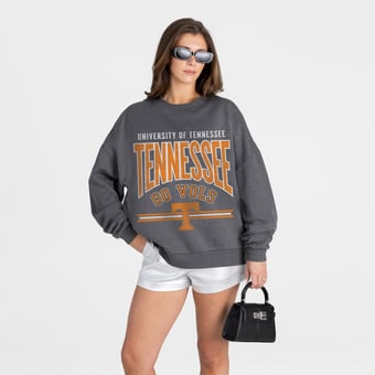 Women's Gameday Couture Charcoal Tennessee Volunteers Kickoff Classic Oversized Premium Drop Shoulder Sweatshirt
