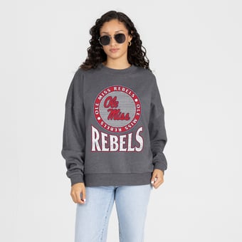 Women's Gameday Couture Charcoal Ole Miss Rebels Saturday Seal Oversized Premium Drop Shoulder Sweatshirt