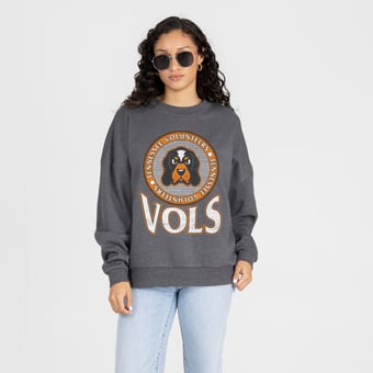 Women's Gameday Couture Charcoal Tennessee Volunteers Saturday Seal Oversized Premium Drop Shoulder Sweatshirt