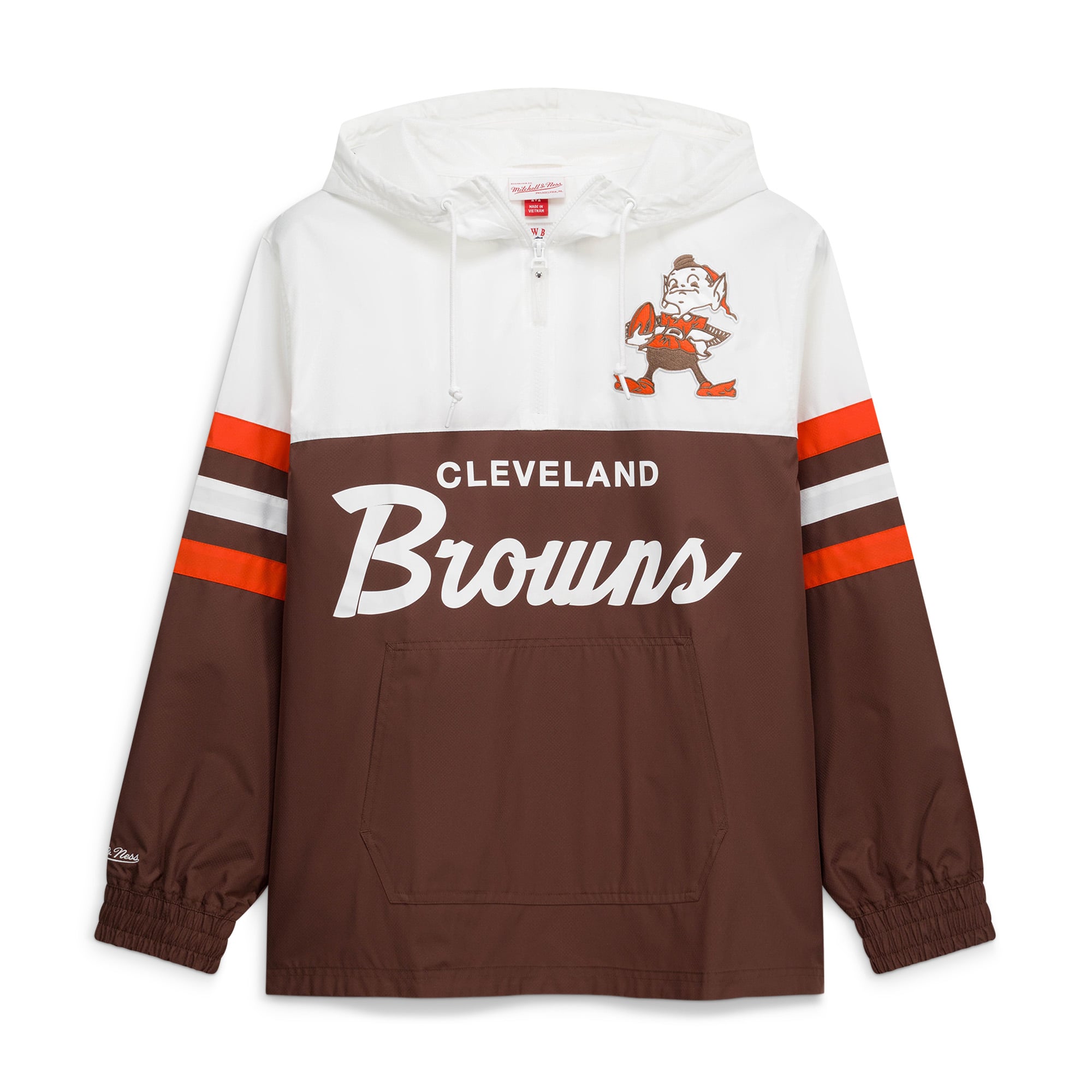 Men’s Mitchell & Ness Brown Cleveland Browns Head Coach Anorak Quarter-Zip Windbreaker Jacket