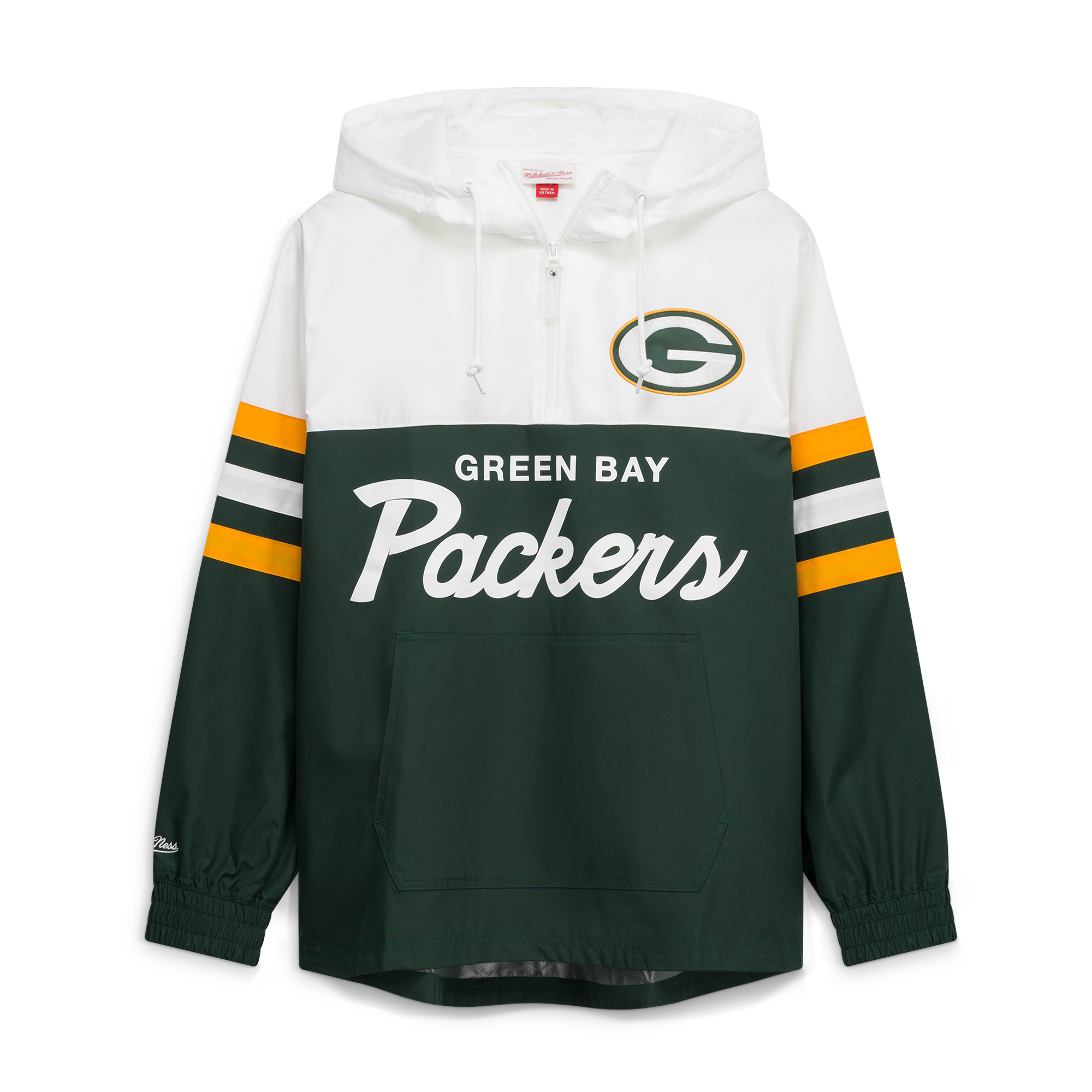 Men's Mitchell & Ness  Green Green Bay Packers Head Coach Anorak Quarter-Zip Windbreaker Jacket