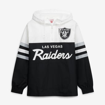 Men's Mitchell & Ness  Black Las Vegas Raiders Head Coach Anorak Quarter-Zip Windbreaker Jacket