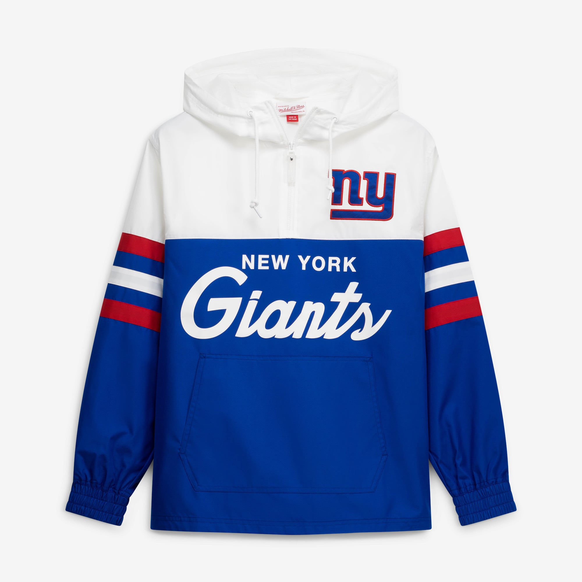 Men's Mitchell & Ness  Royal New York Giants Head Coach Anorak Quarter-Zip Windbreaker Jacket