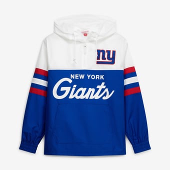 Men's Mitchell & Ness  Royal New York Giants Head Coach Anorak Quarter-Zip Windbreaker Jacket