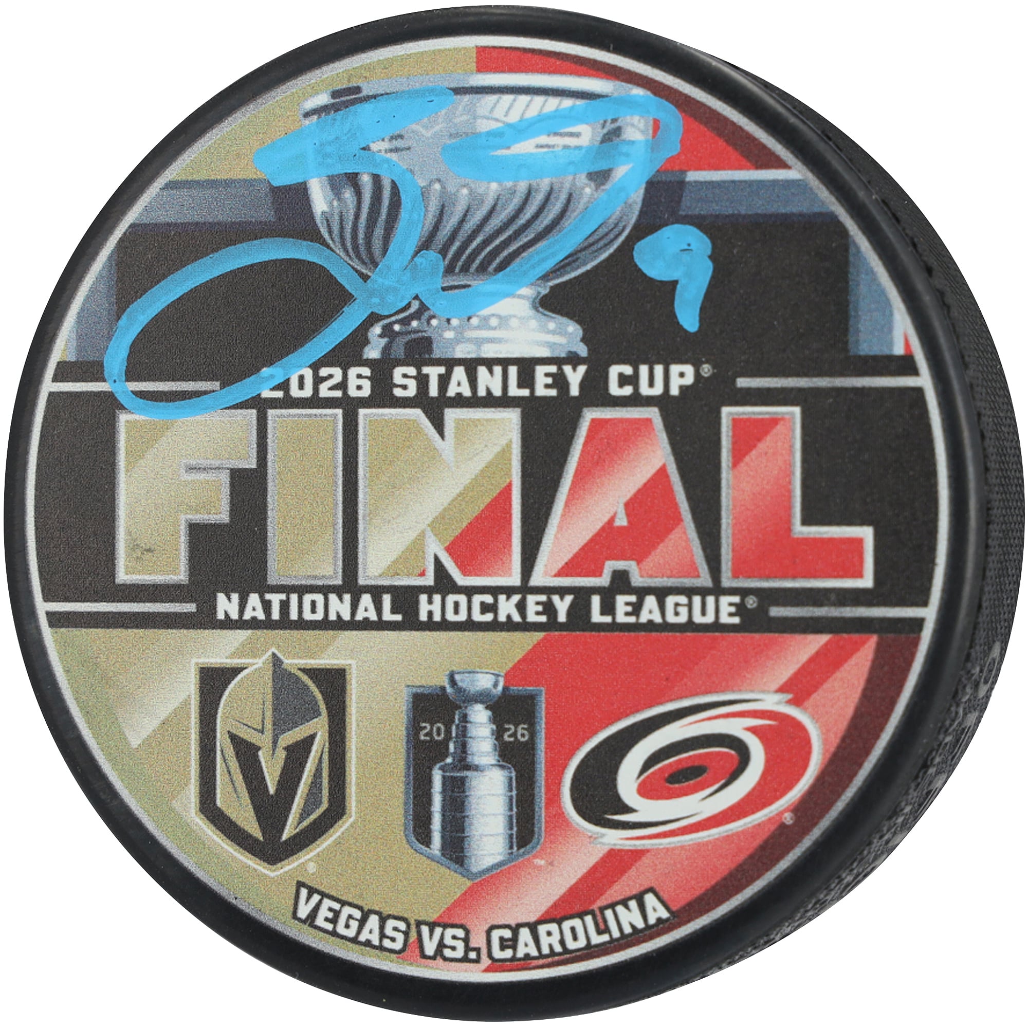 Jack Eichel Vegas Golden Knights Autographed 2026 Stanley Cup Final Dueling Matchup Hockey Puck