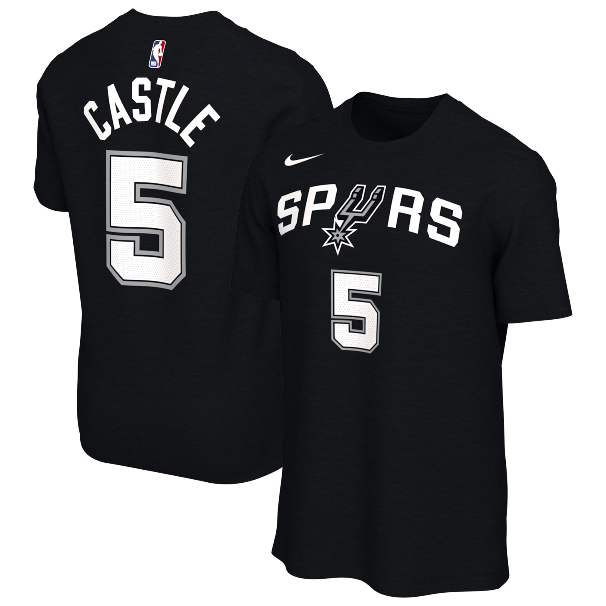 Unisex Nike Stephon Castle Black San Antonio Spurs Name & Number T-Shirt