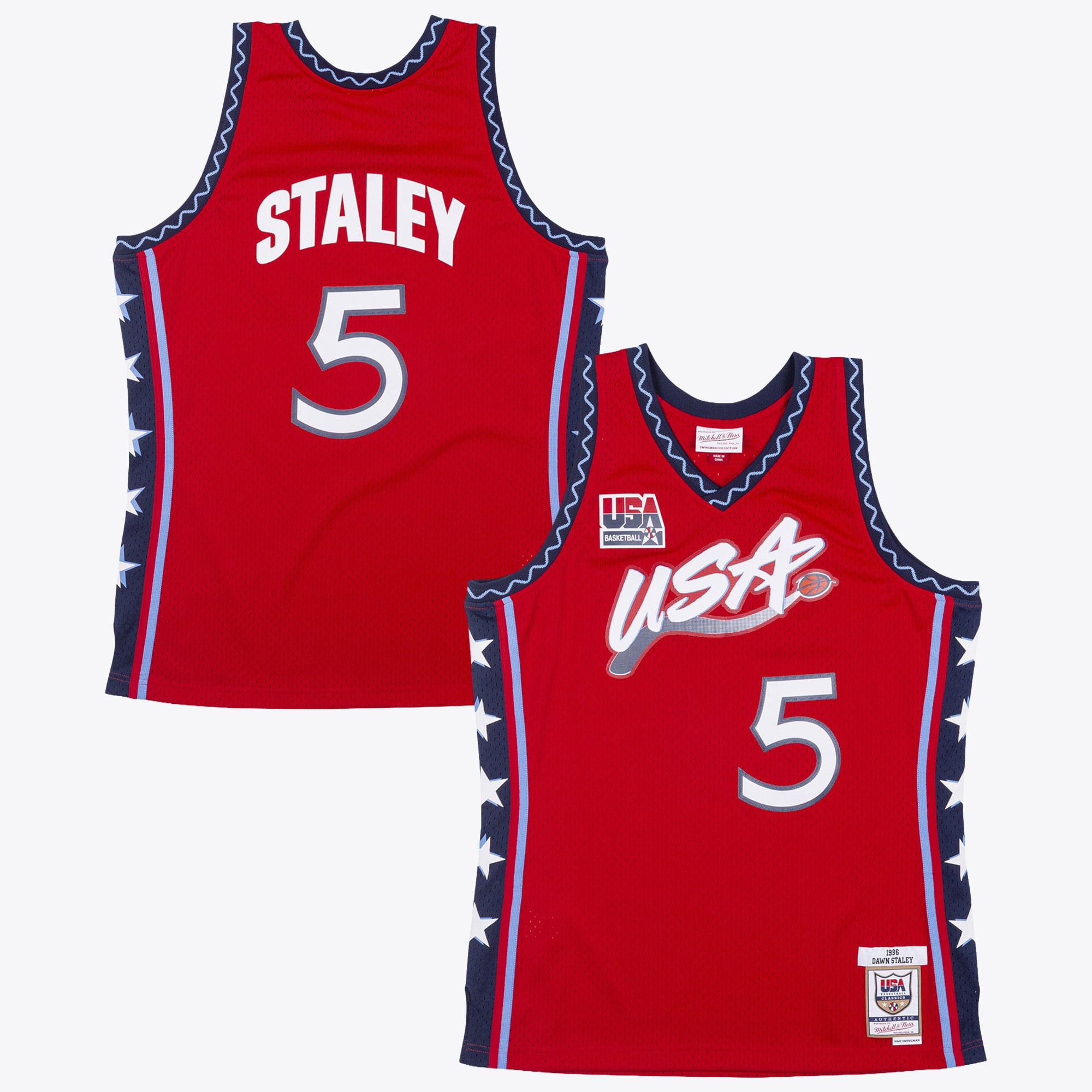 USA Basketball Womens Mitchell & Ness Dawn Staley 1996 Swingman Authentic Jersey USA - Scarlet