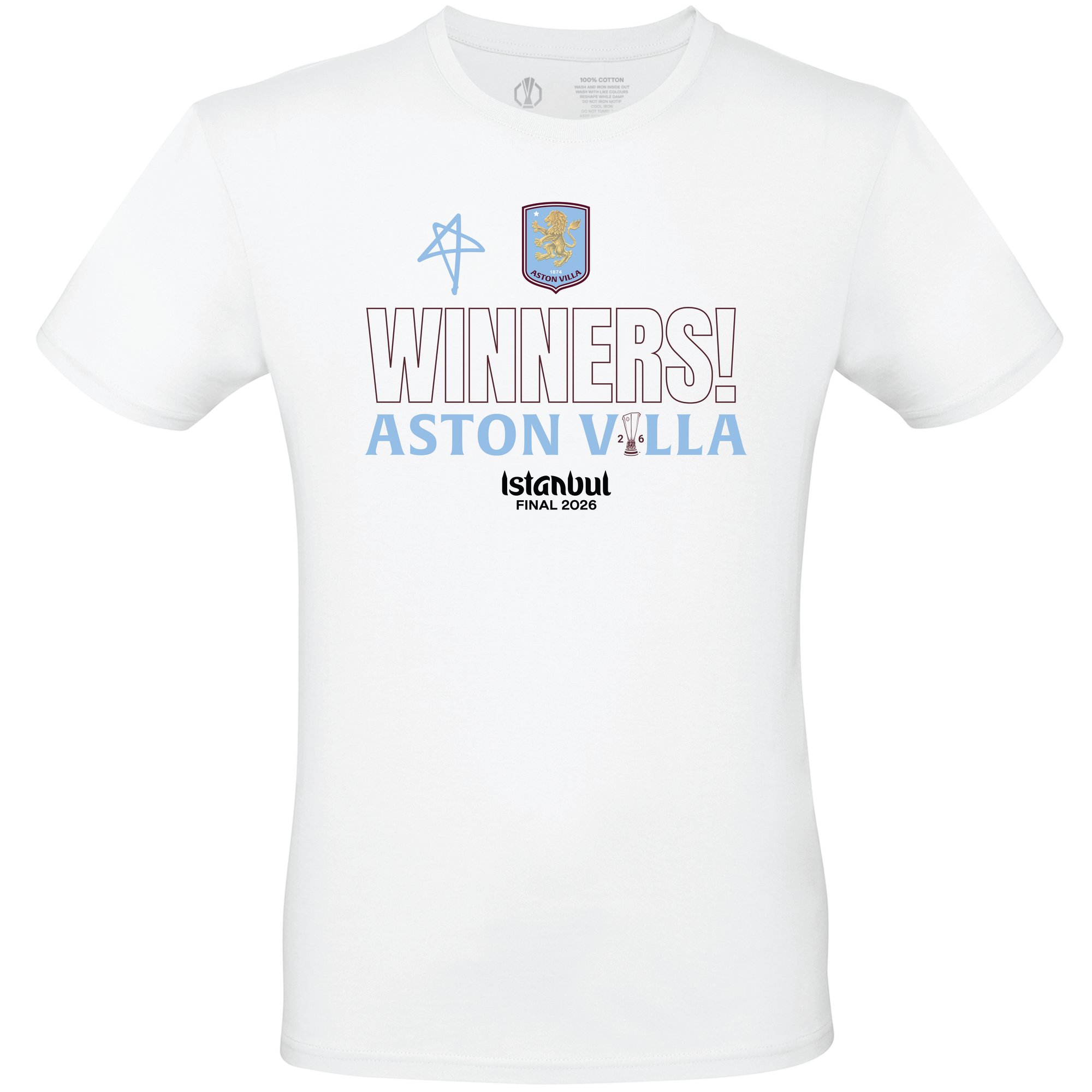 T-shirt « Vainqueurs de la finale de l'UEFA Europa League 2026 à Istanbul » d'Aston Villa - Blanc - Enfants