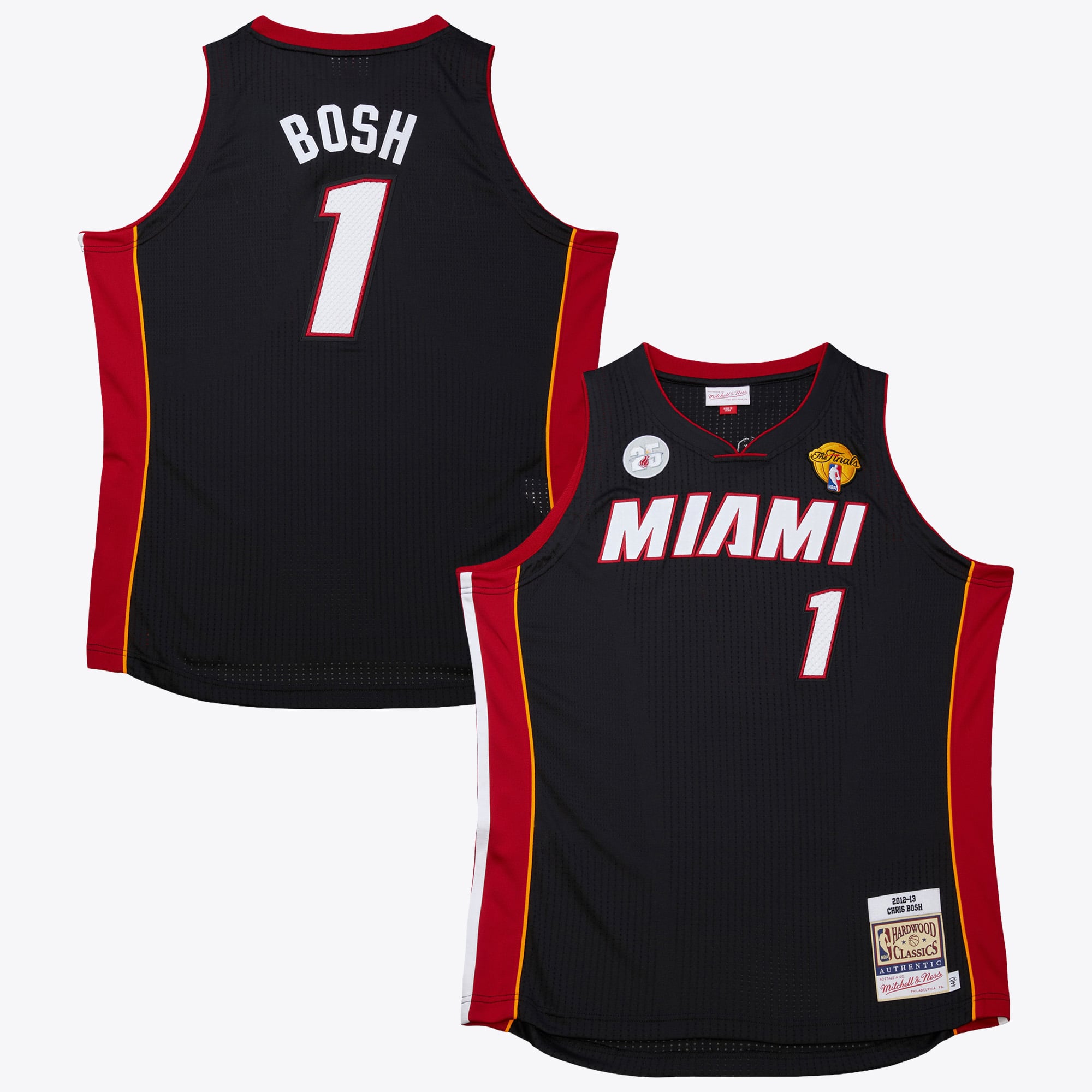 Miami Heat Mitchell & Ness Chris Bosh Authentisches Trikot der Auswärts-Finals 2012 - Schwarz