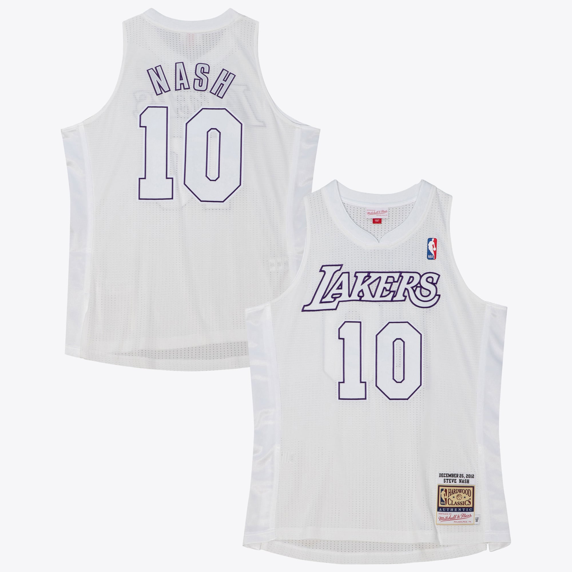Los Angeles Lakers Mitchell & Ness Steve Nash Authentisches Weihnachtstrikot 2012 – Weiß