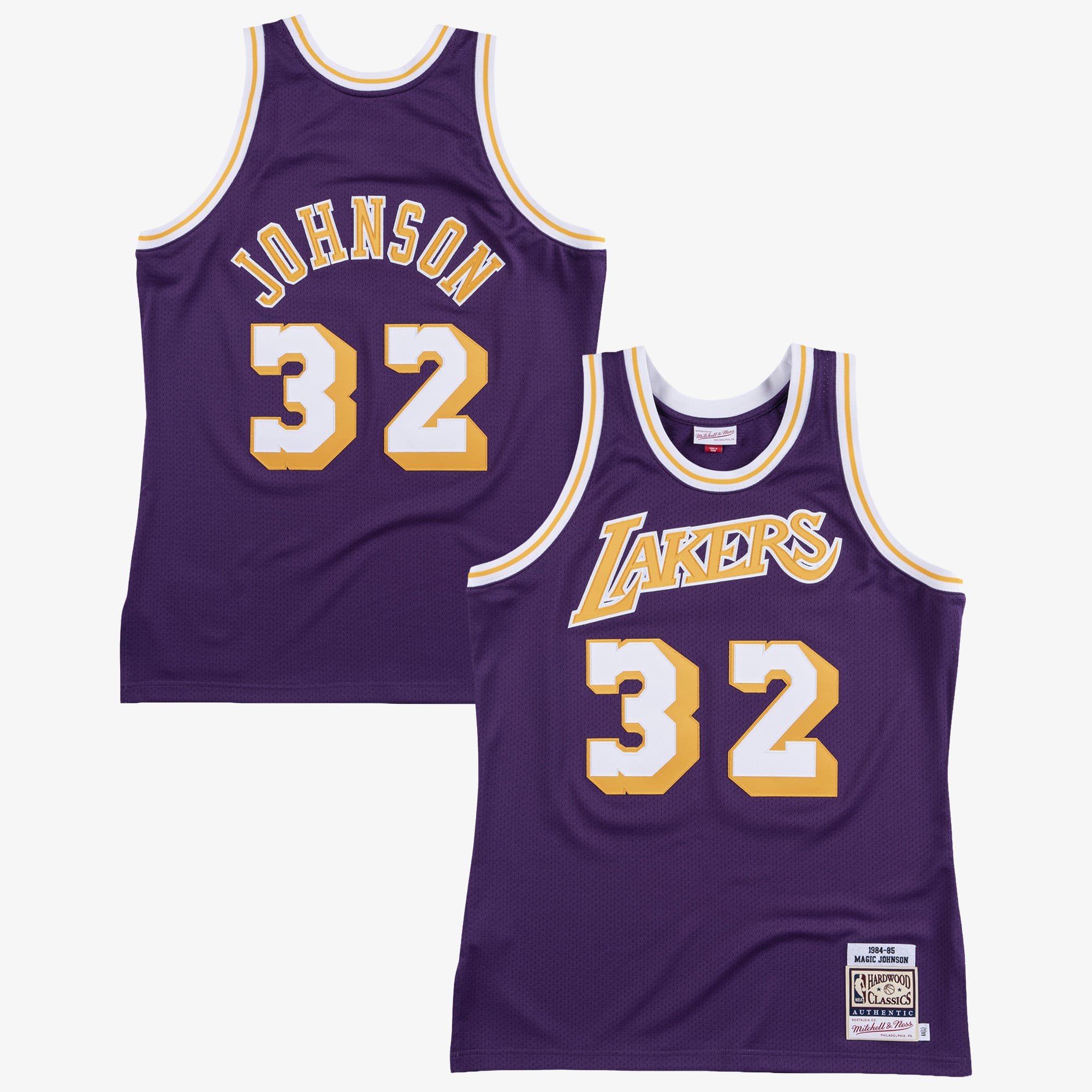 Los Angeles Lakers Mitchell & Ness Magic Johnson 1984 Authentisches Auswärts Trikot – Lila