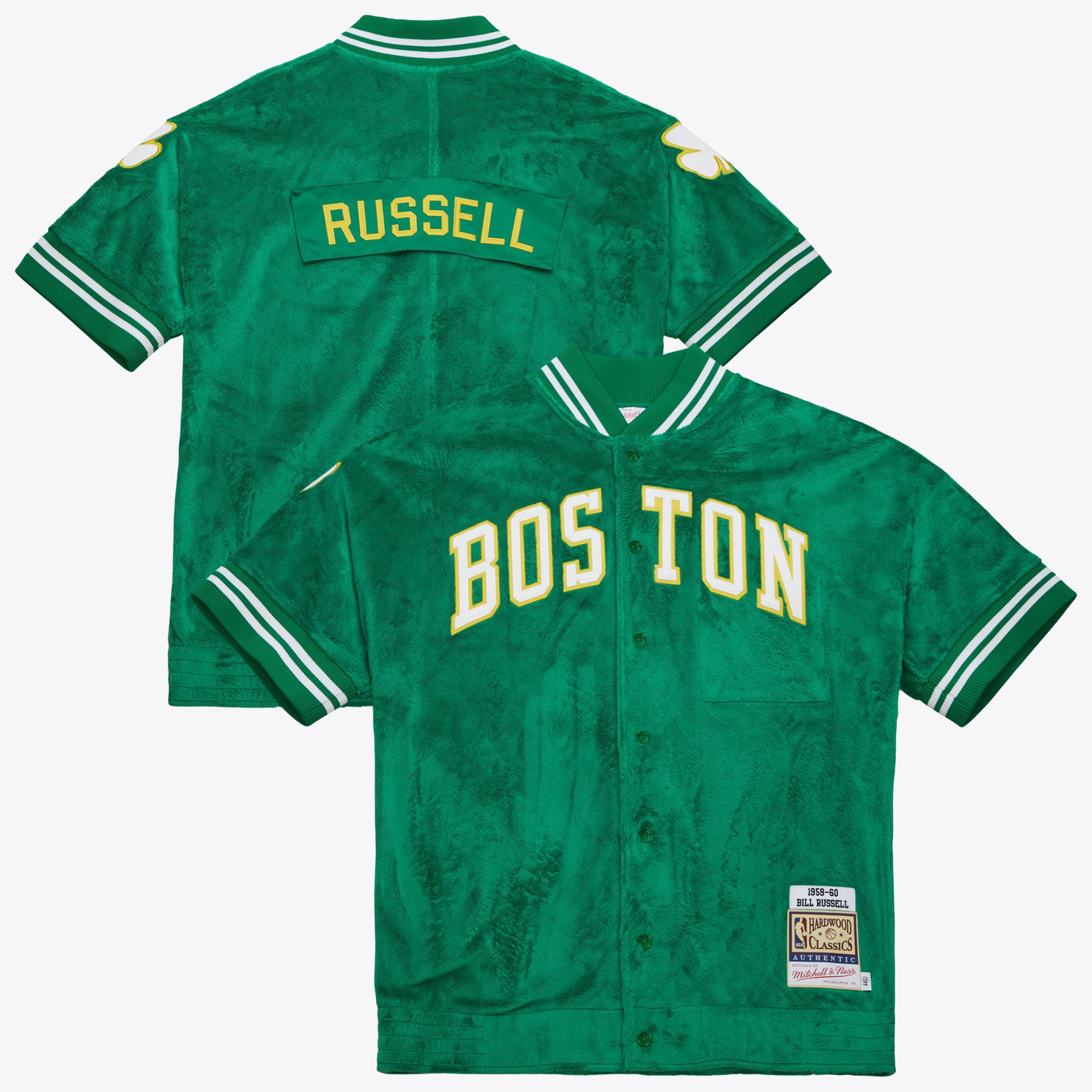 Boston Celtics Mitchell & Ness Bill Russell 1959 Shooting Shirt – Kelly-Grün – Herren