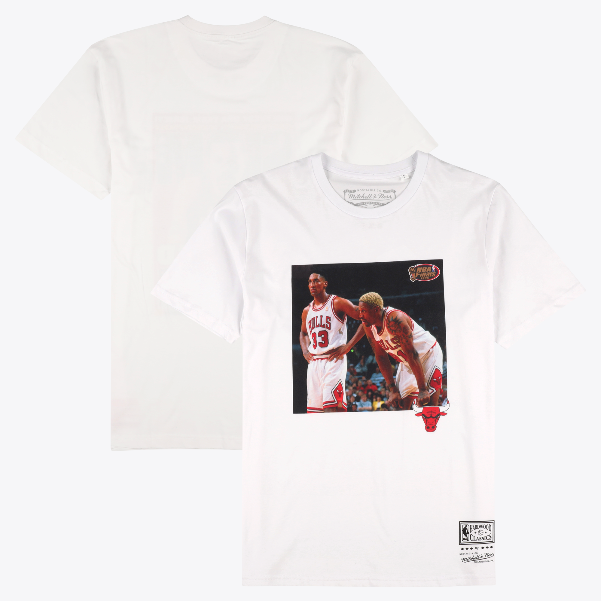 T-shirt da uomo dei Chicago Bulls con foto del giocatore Mitchell & Ness - Bianca