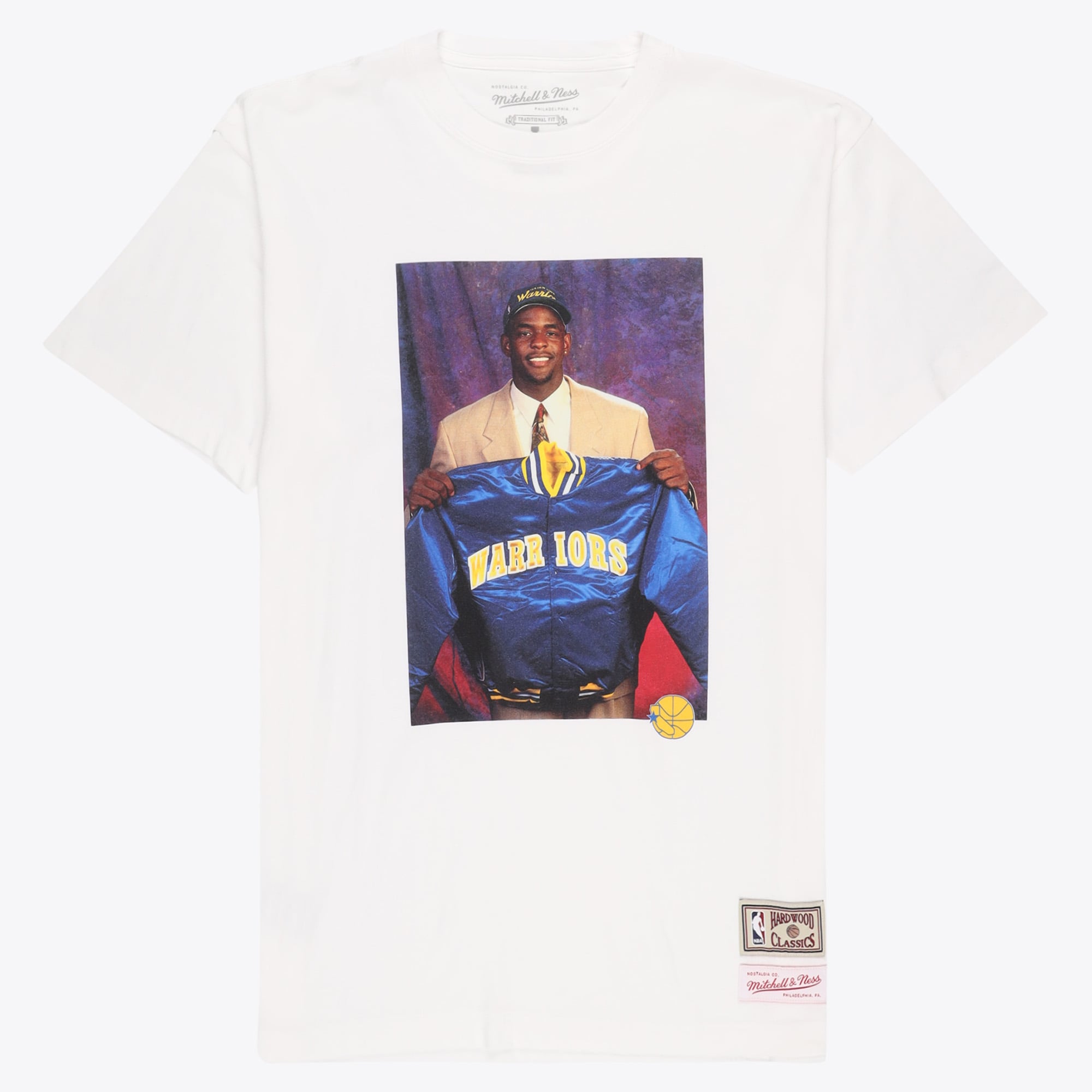 Golden State Warriors Mitchell & Ness Off Court T-Shirt - White - Mens