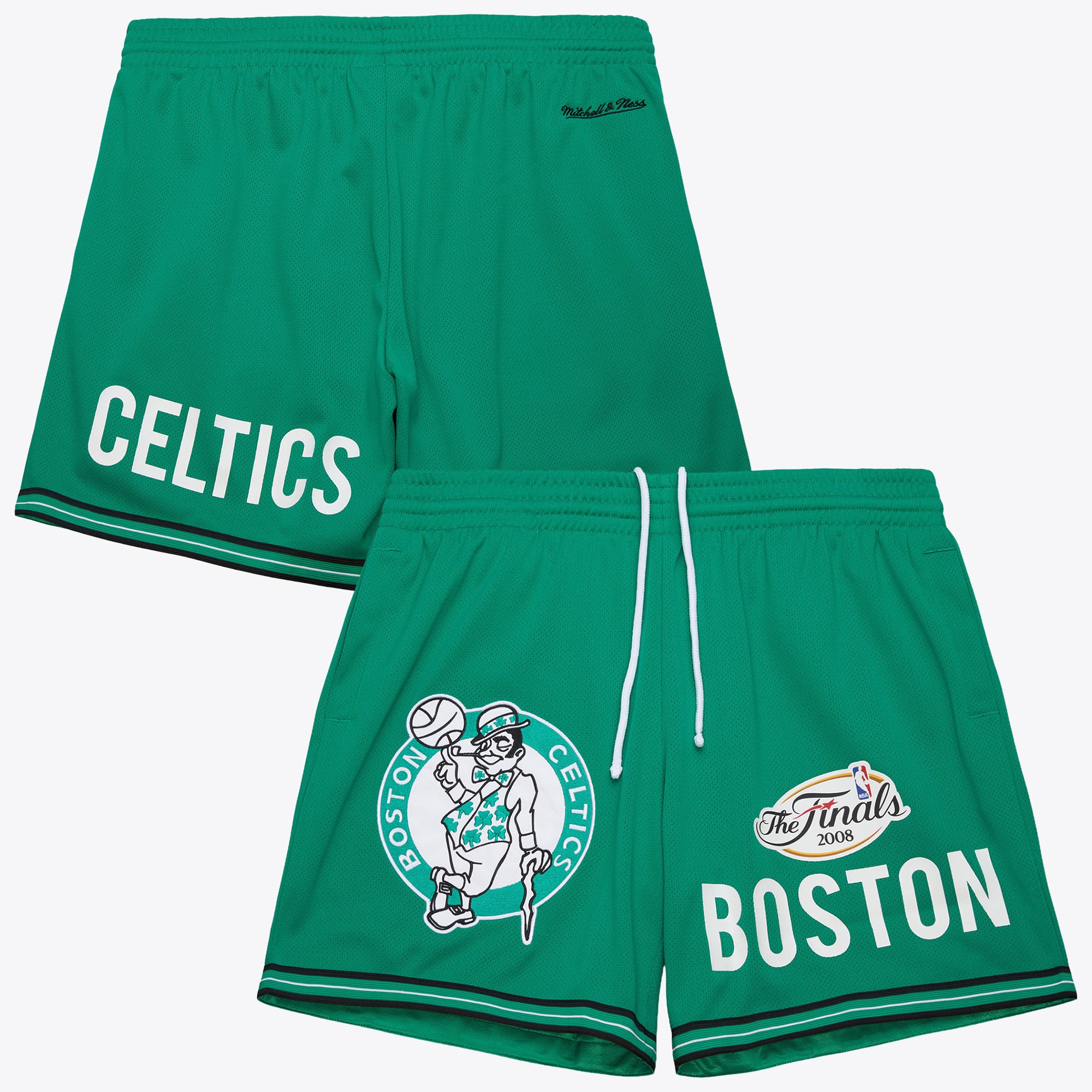 Short en maille 7 pouces Boston Celtics Mitchell & Ness Team Origins, logo vintage - Vert trèfle - Homme