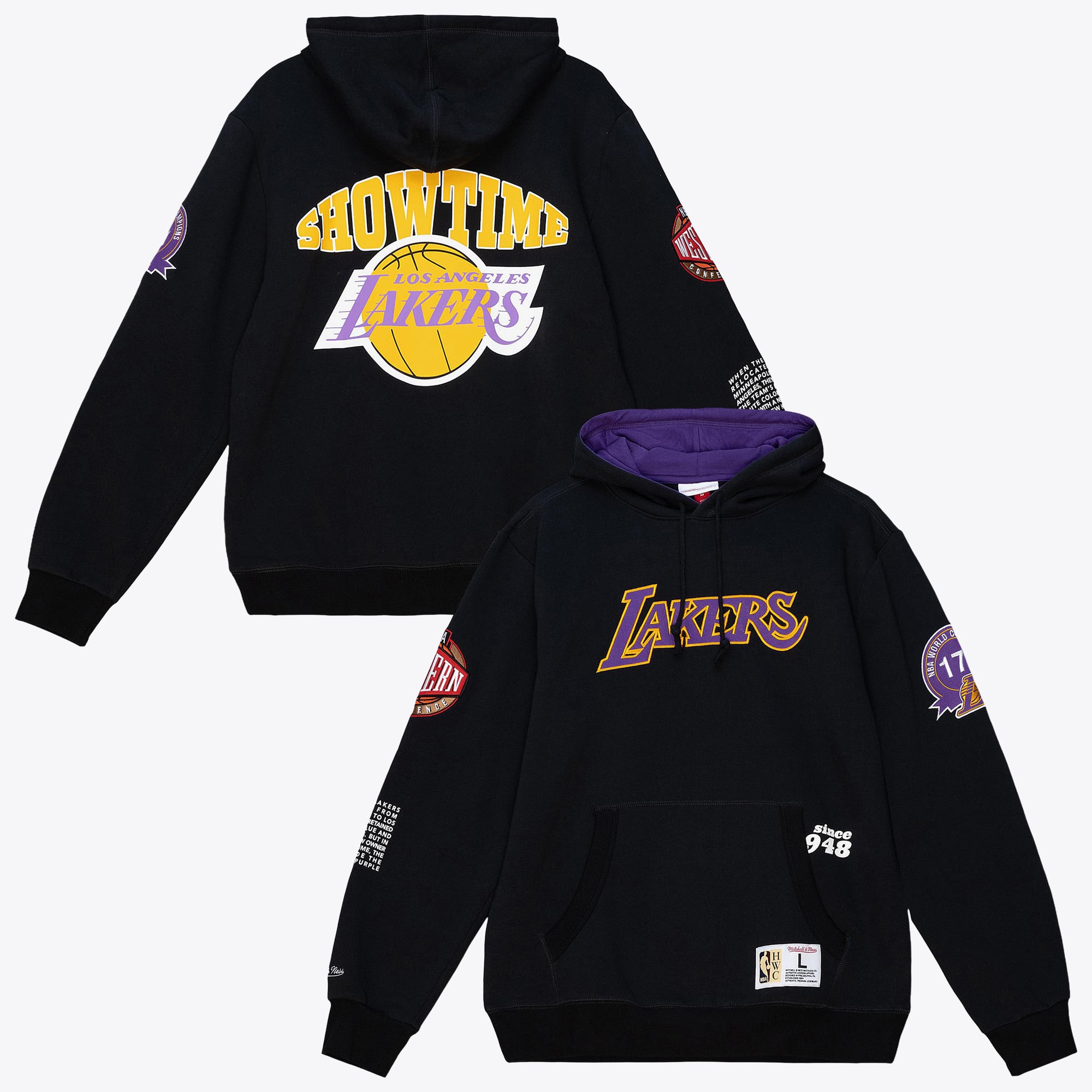 Sudadera con capucha de felpa Los Angeles Lakers Mitchell & Ness Team Origins - Negra - Para hombre