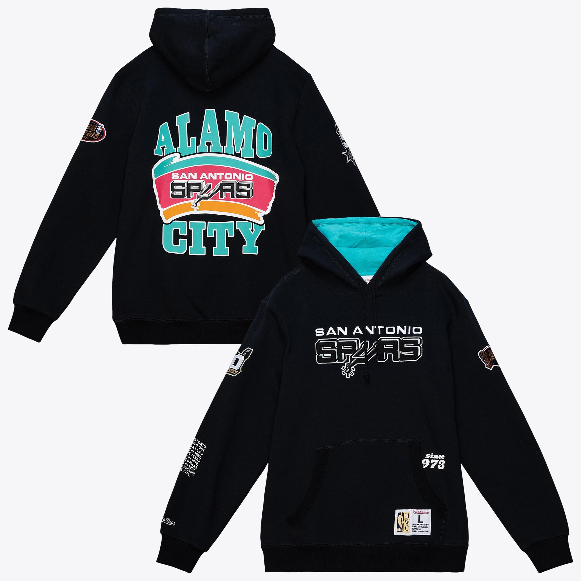 Sudadera con capucha de felpa San Antonio Spurs Mitchell & Ness Team Origins - Negra - Para hombre