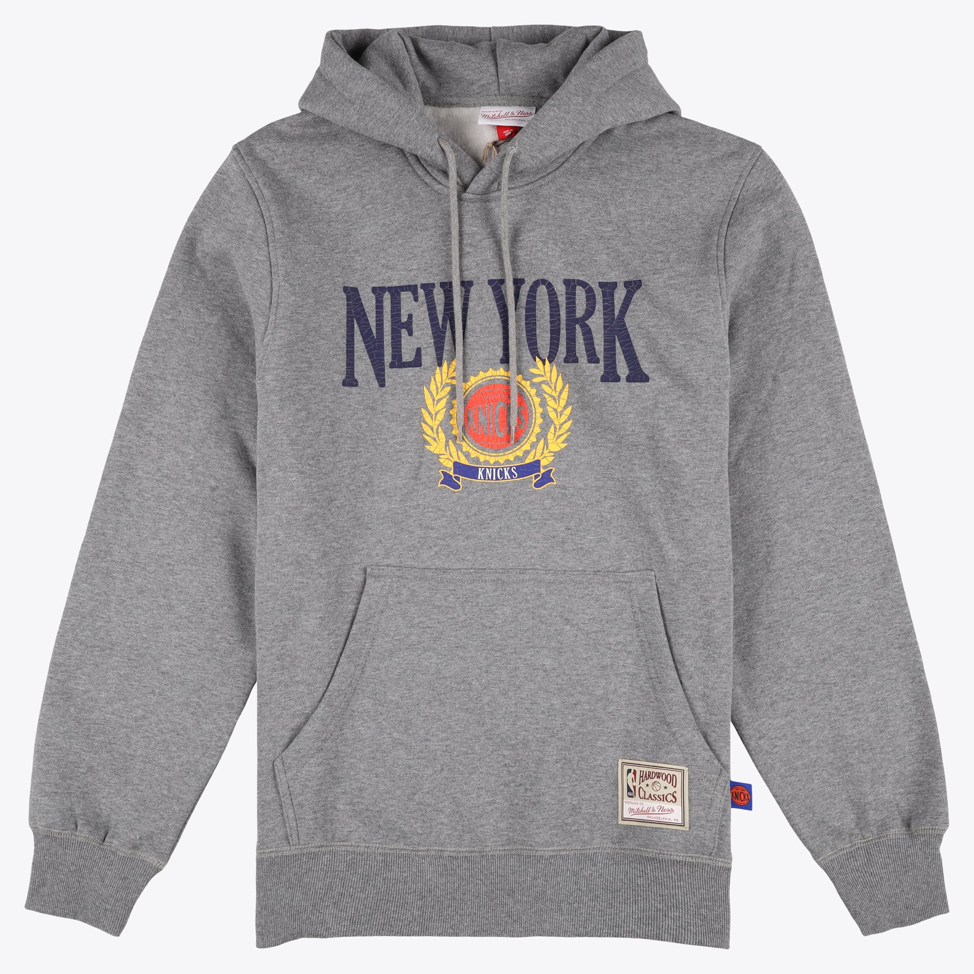New York Knicks Mitchell & Ness The Traditional Fleece Hoodie - Grey Heather - Mens