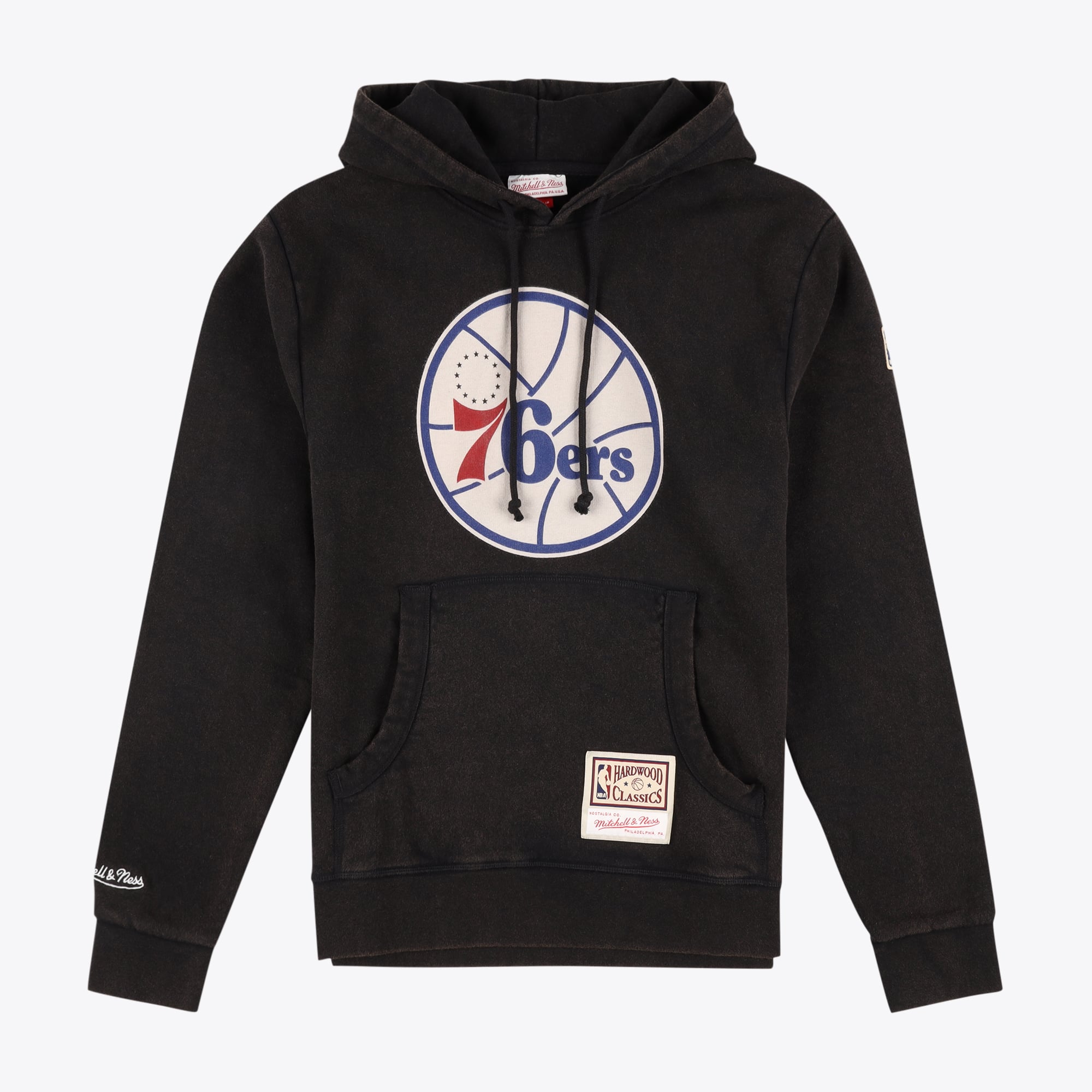 Sudadera con capucha con logo desgastado de los Philadelphia 76ers de Mitchell & Ness - Negra - Para hombre