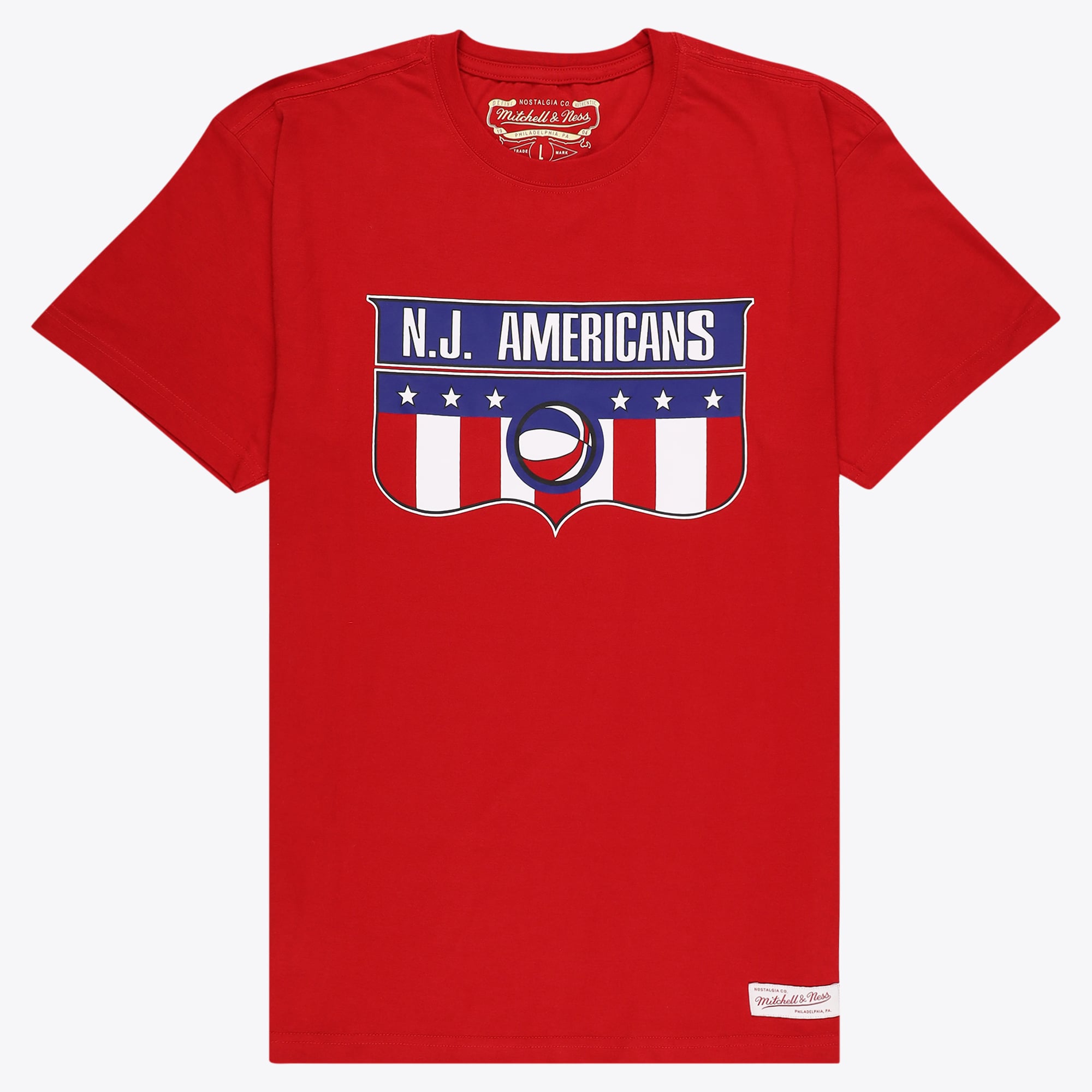 T-Shirt con Logo della Squadra New Jersey Americans Mitchell & Ness Trad – Rosso – Uomo