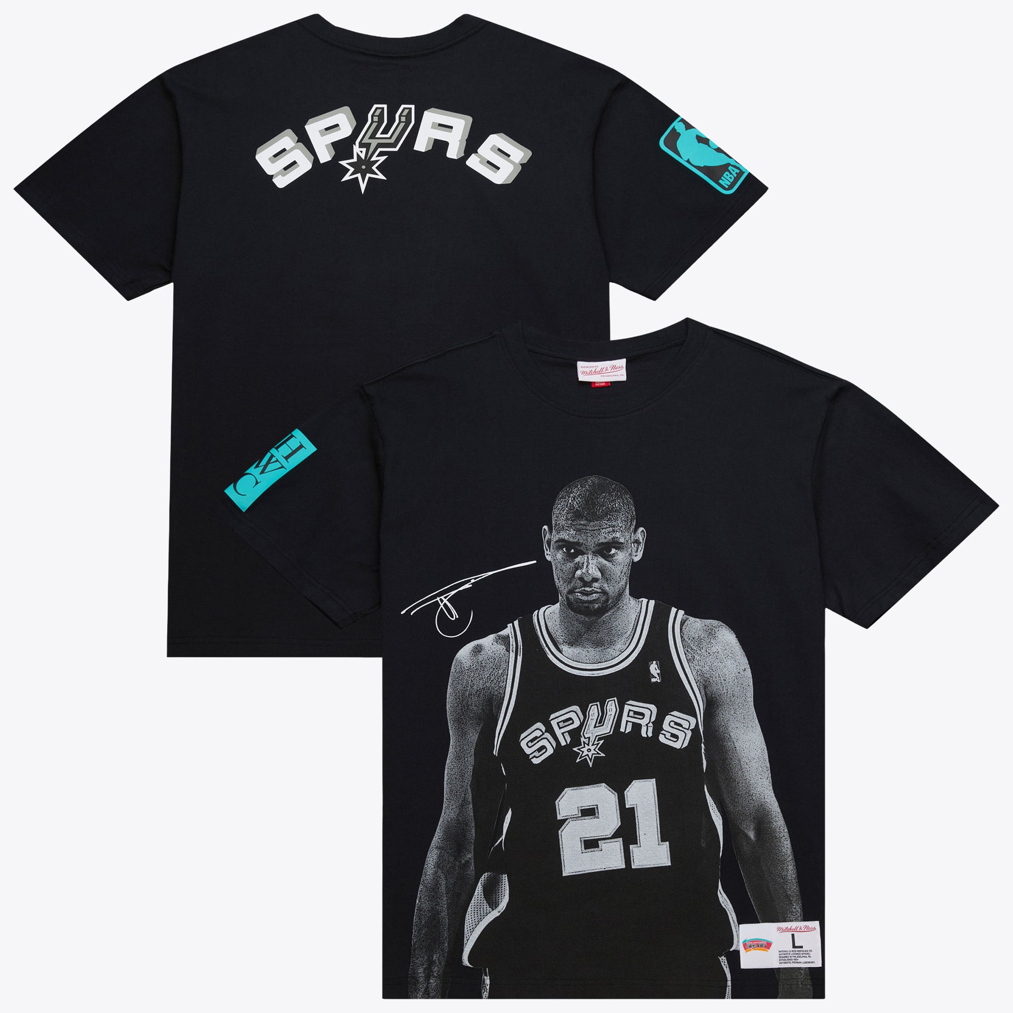 Camiseta de hombre Mitchell & Ness Tim Duncan Ultimate Player de los San Antonio Spurs con logo vintage - Negra - Para hombre