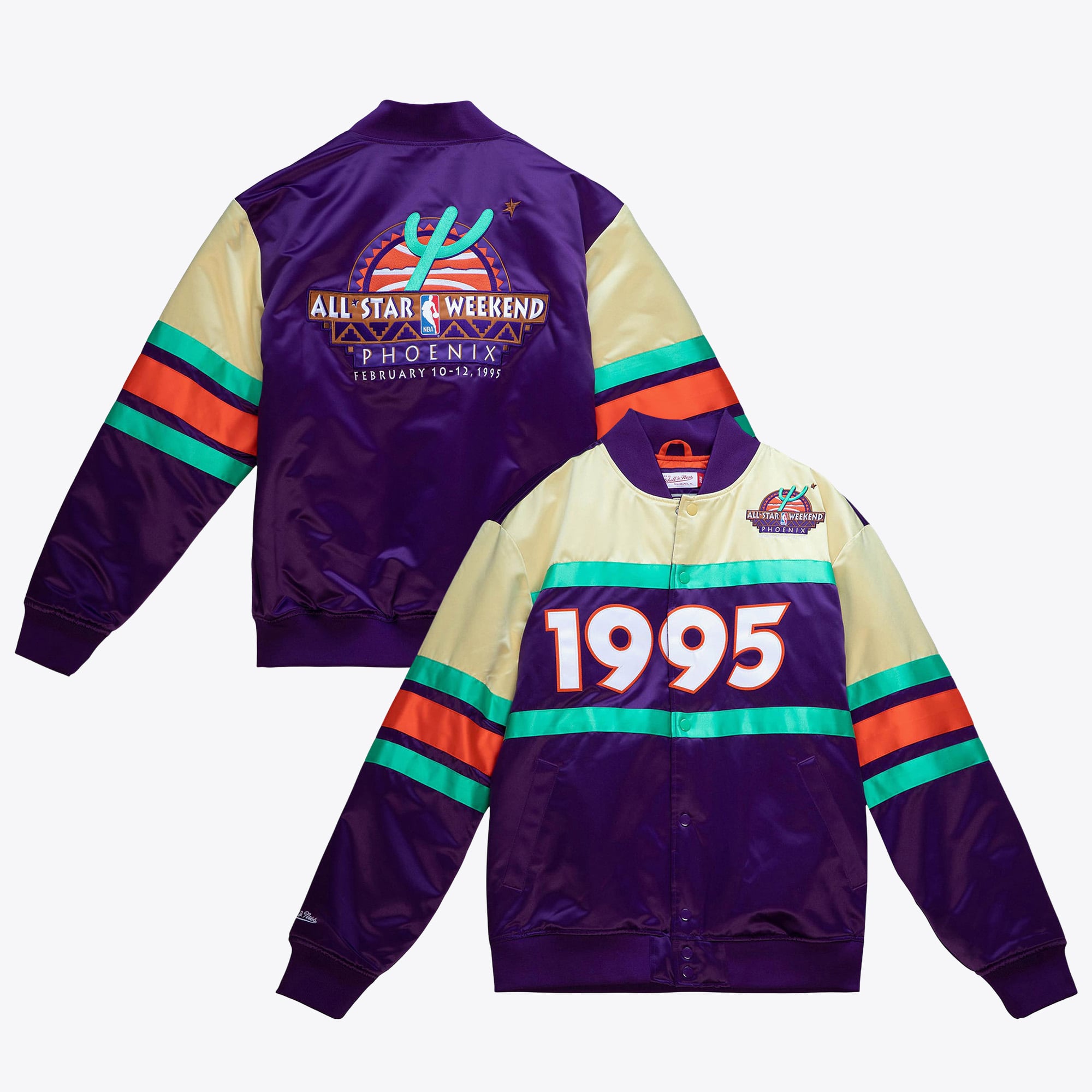 NBA Mitchell & Ness 1995 Heavyweight Satin Jacket All-Star - Purple - Mens