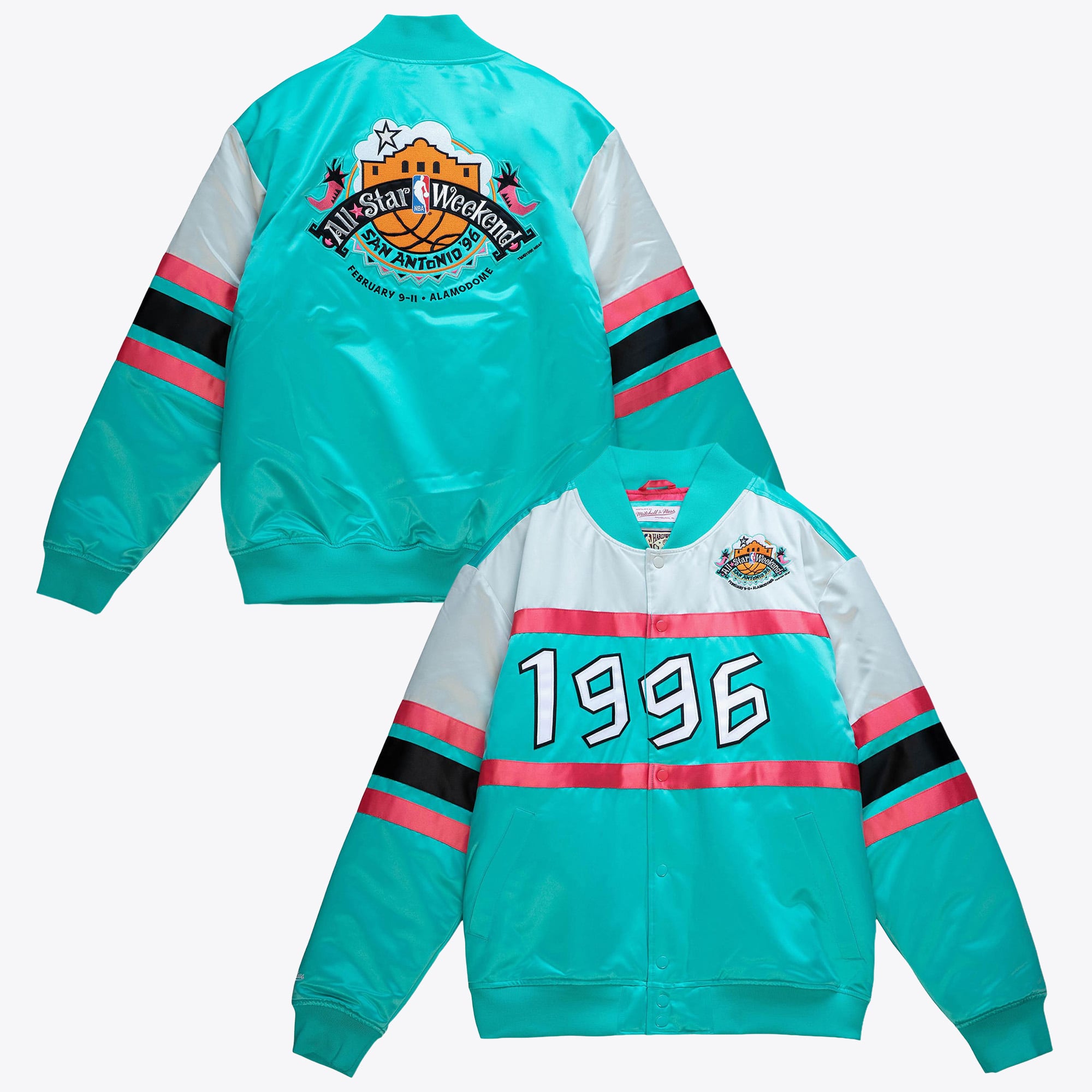 NBA Mitchell & Ness 1996 Heavyweight Satin Jacket All-Star - Teal - Mens