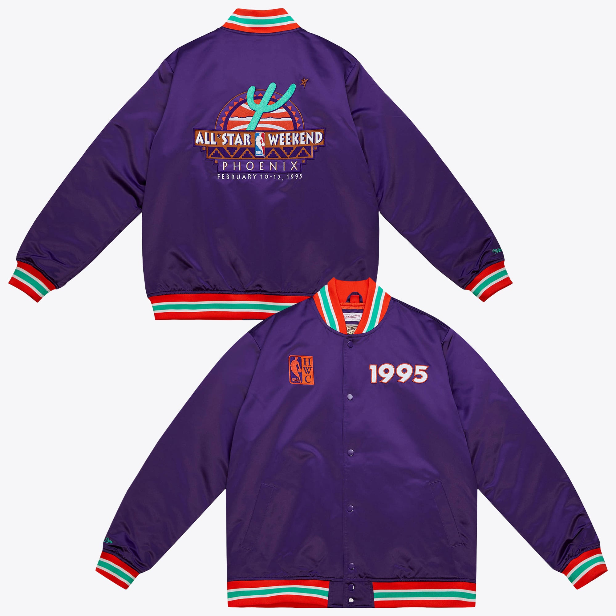NBA Mitchell & Ness 1995 Heavyweight Satin Jacket Update All-Star - Purple - Mens